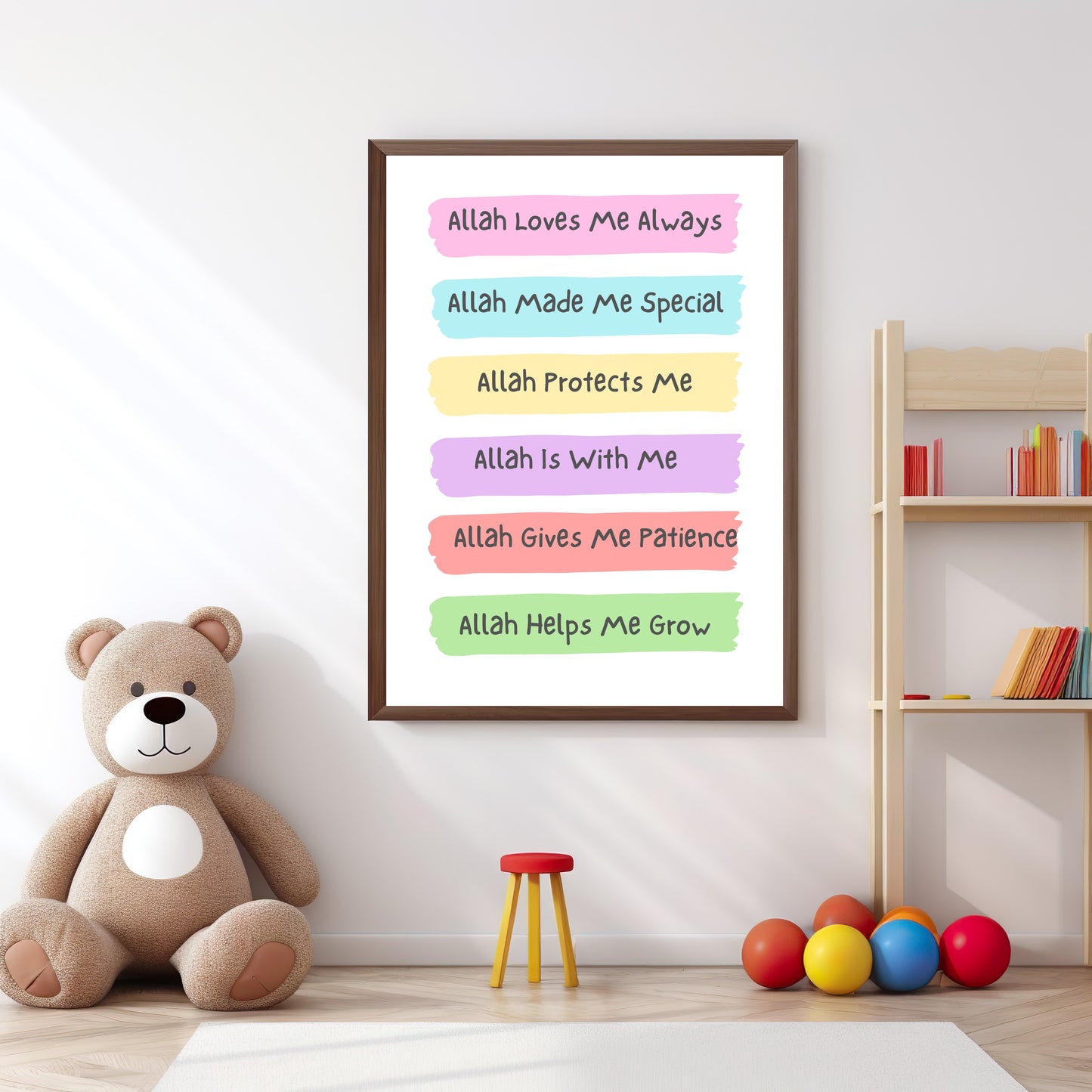 Kids Islamic Affirmation wall Art, Inspiring Nursery Decor for Kids' Room