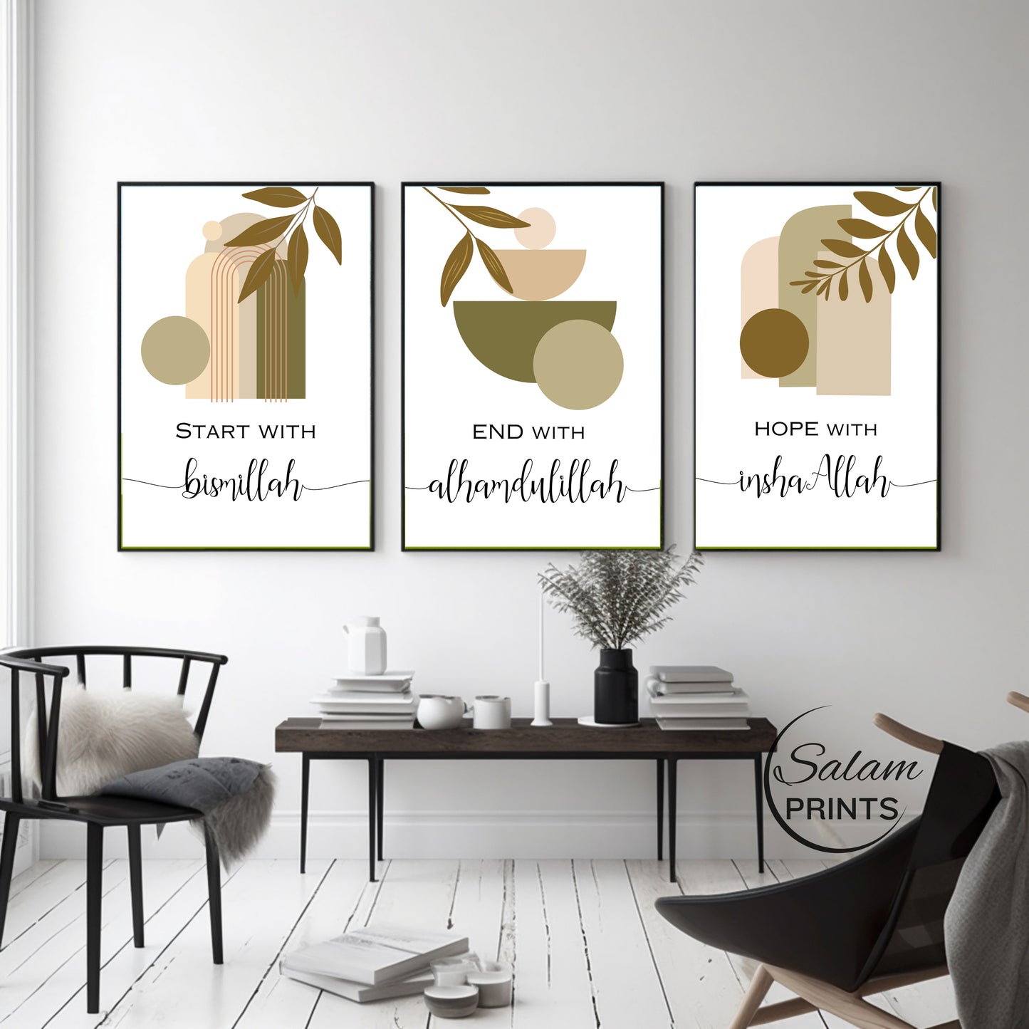 3 Piece Islamic Wall Art, Boho Wall Art.