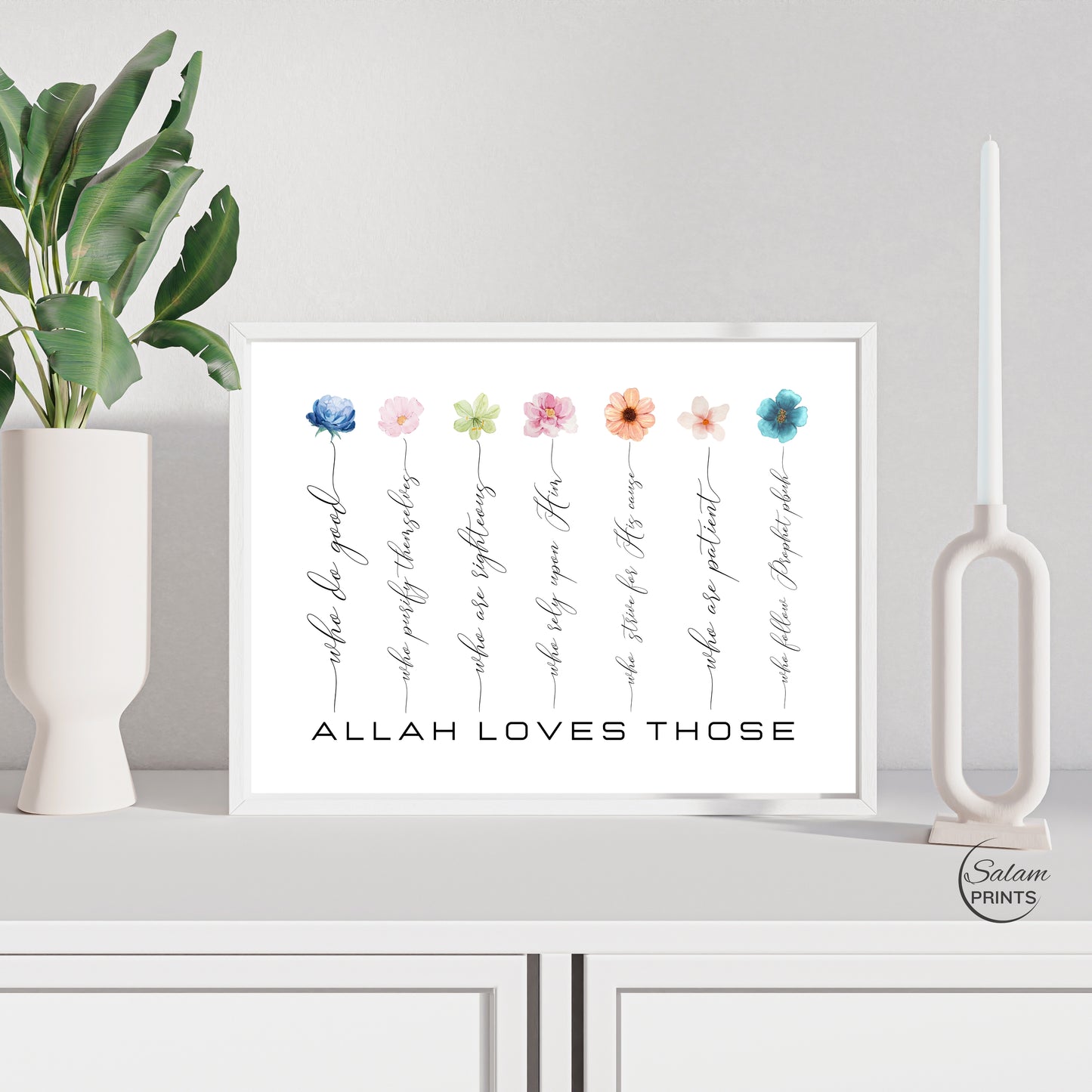 “What Allah Loves” Islamic Wall Art, Inspirational Wall Art