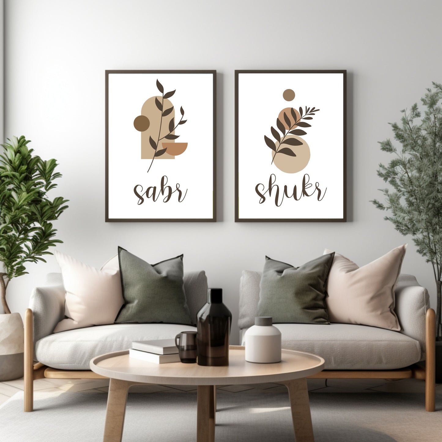 Sabr Shukr Boho Art Printable 2 piece Islamic Art, Boho Islamic wall Art