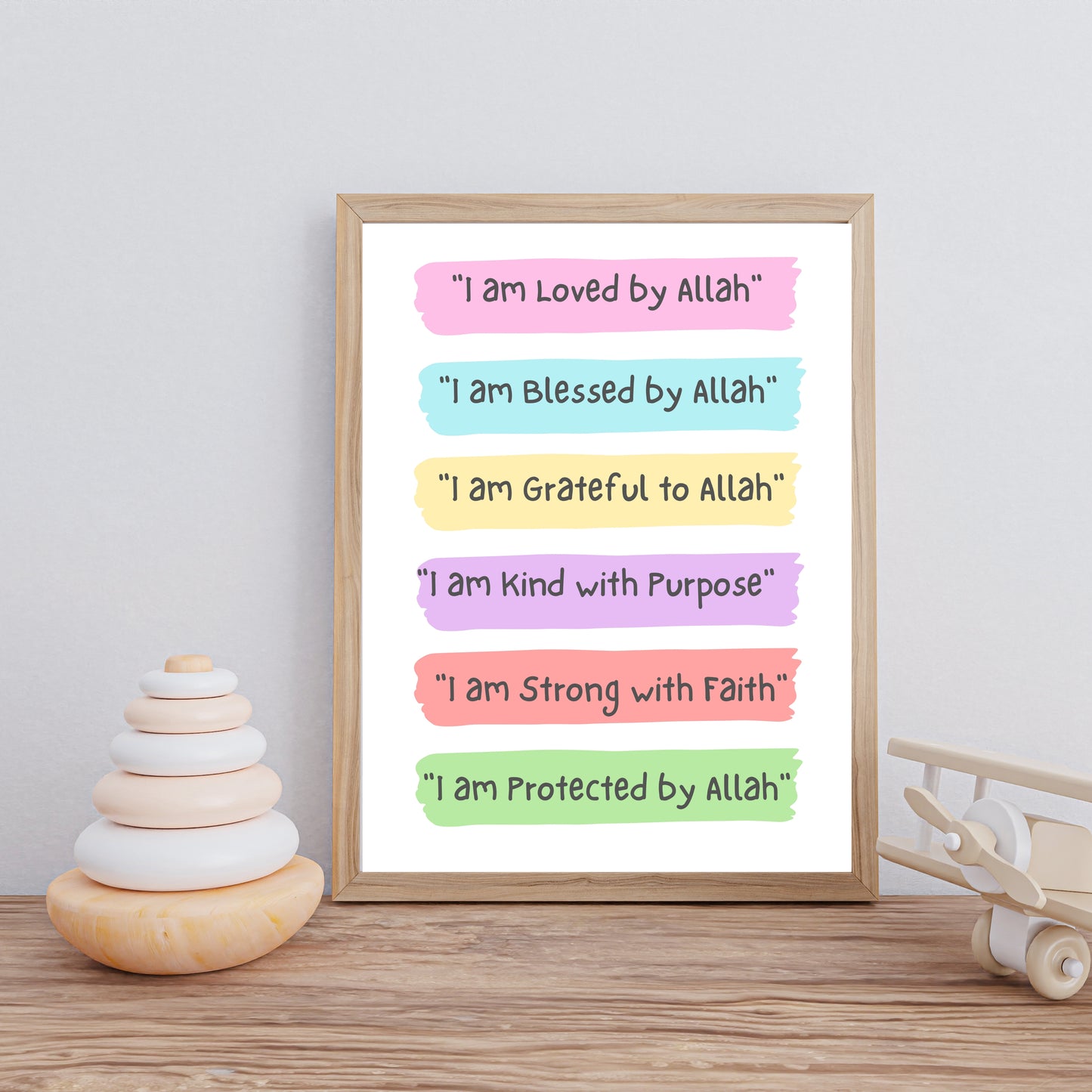 Kids Islamic Affirmation wall Art, Faith Inspiring Nursery Decor for Kids' Room