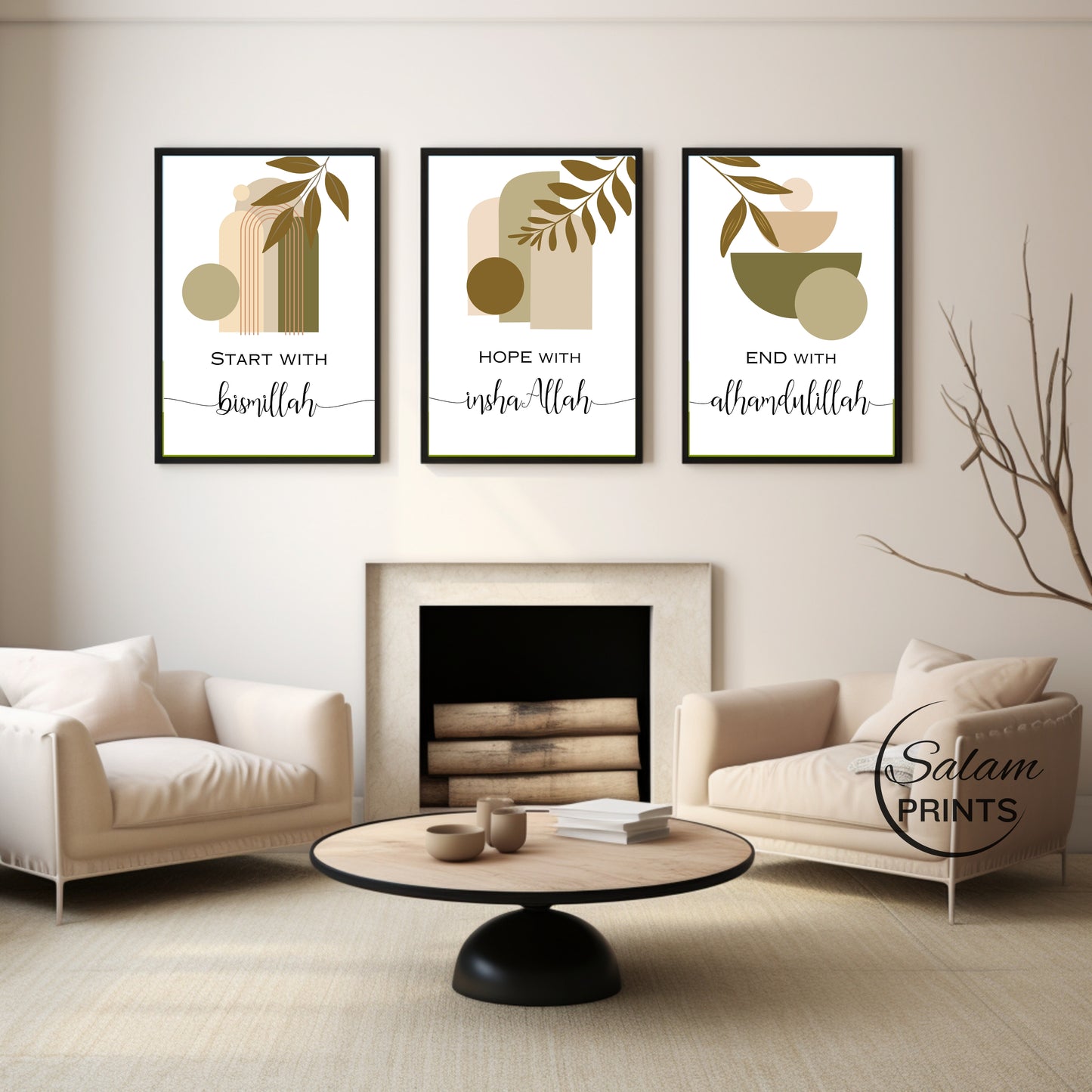 3 Piece Islamic Wall Art, Boho Wall Art.