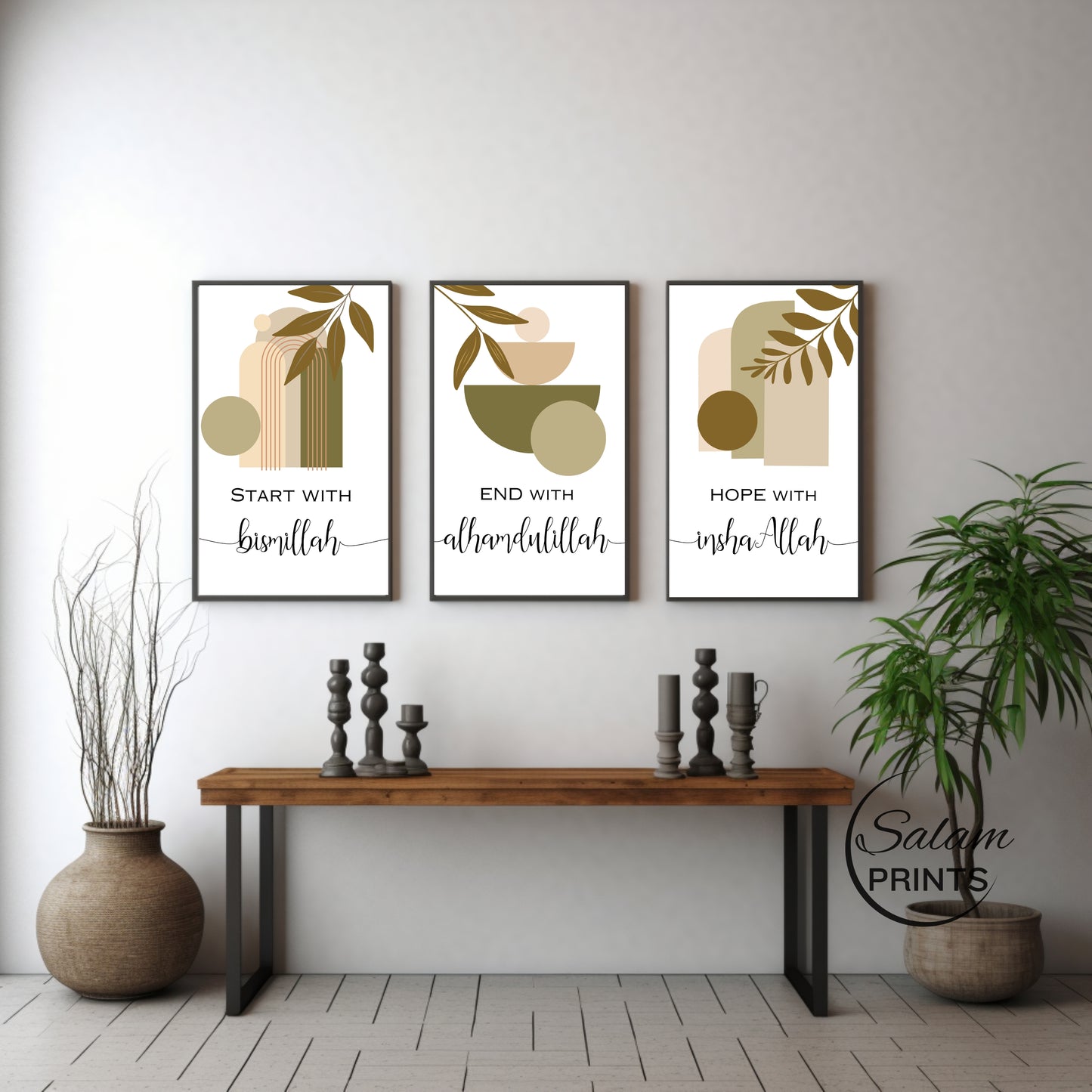 3 Piece Islamic Wall Art, Boho Wall Art.