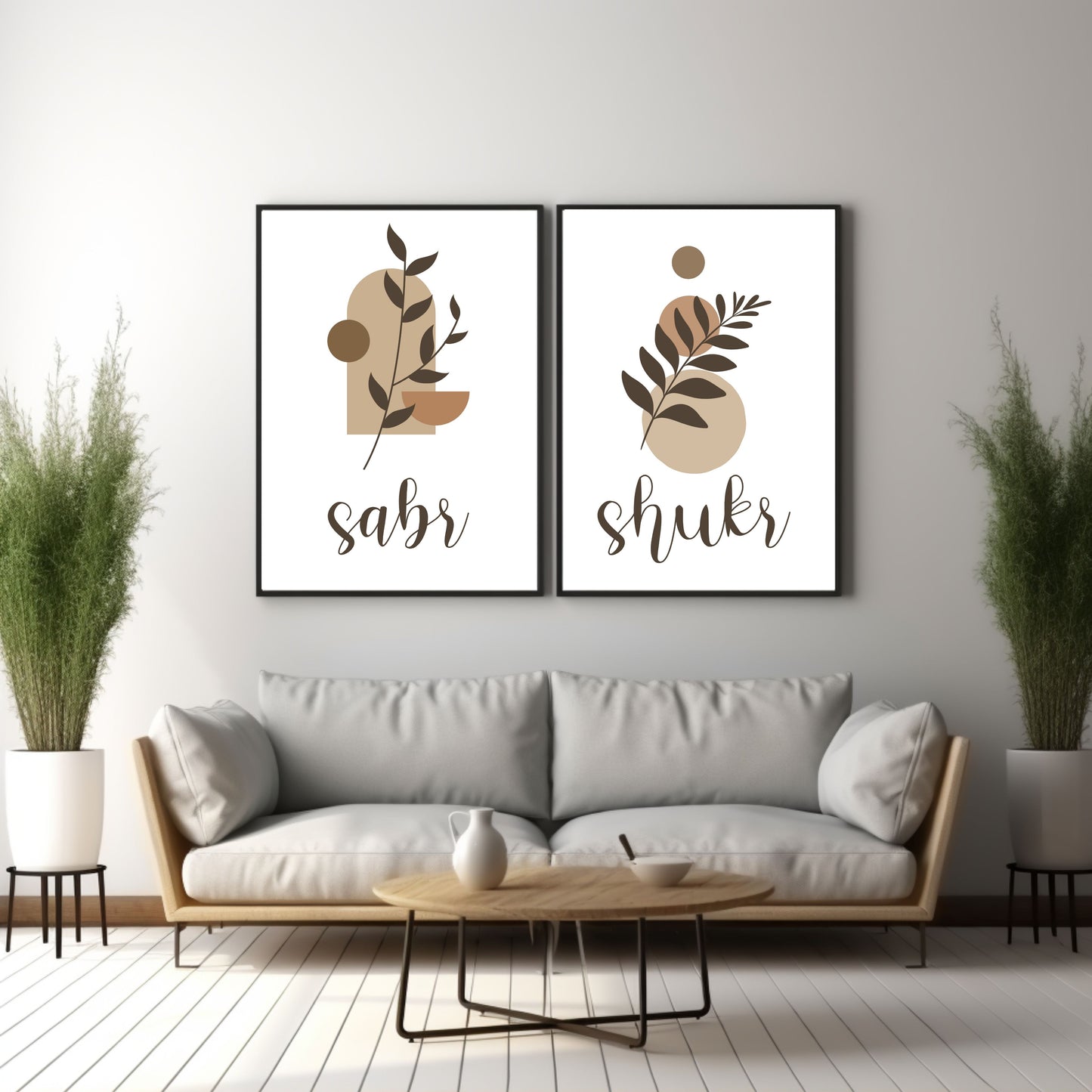 Sabr Shukr Boho Art Printable 2 piece Islamic Art, Boho Islamic wall Art