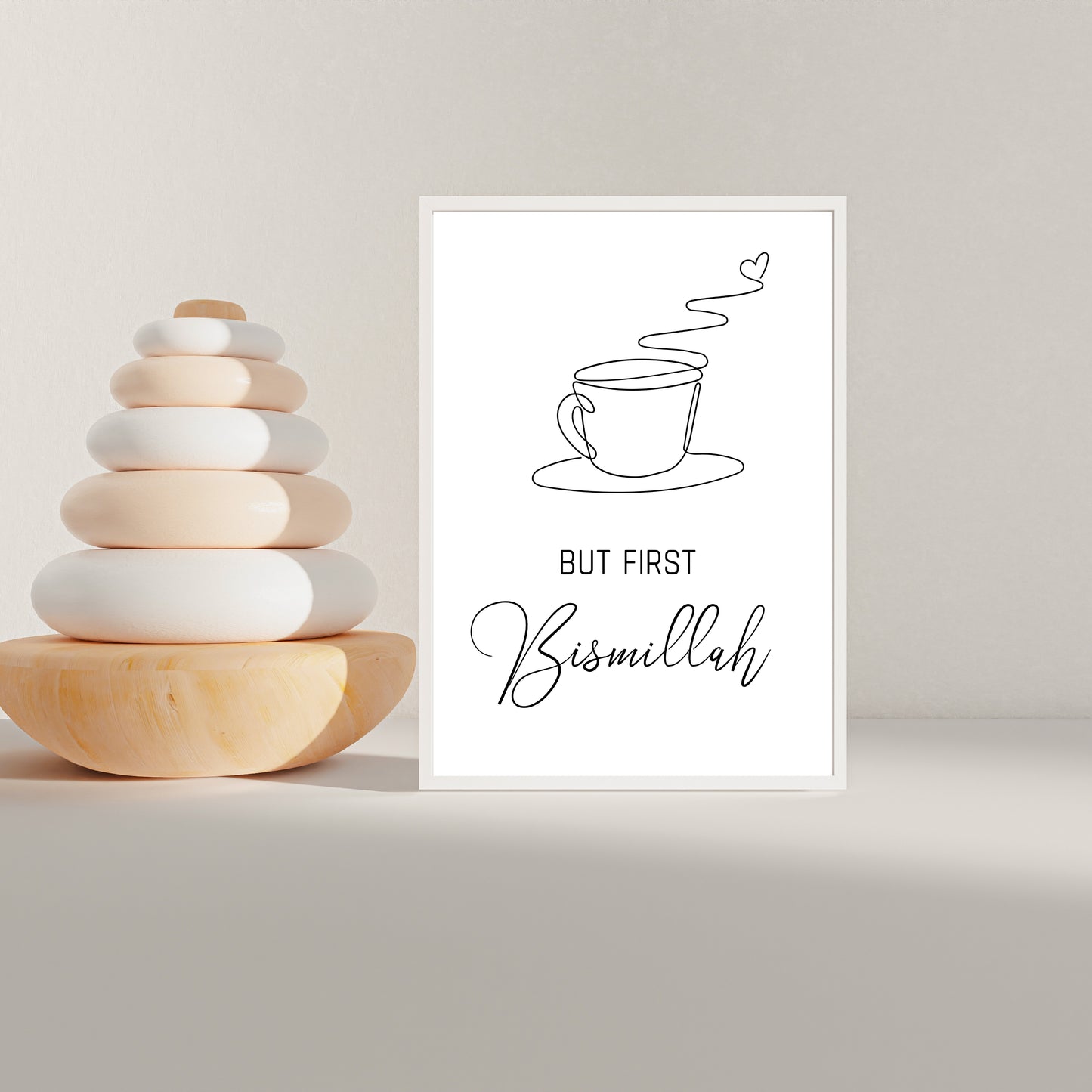 But Bismillah First | Wall art for Coffee Lovers | Minimalist Line Art Wall Decor | Modern Minimalist Islamic Art