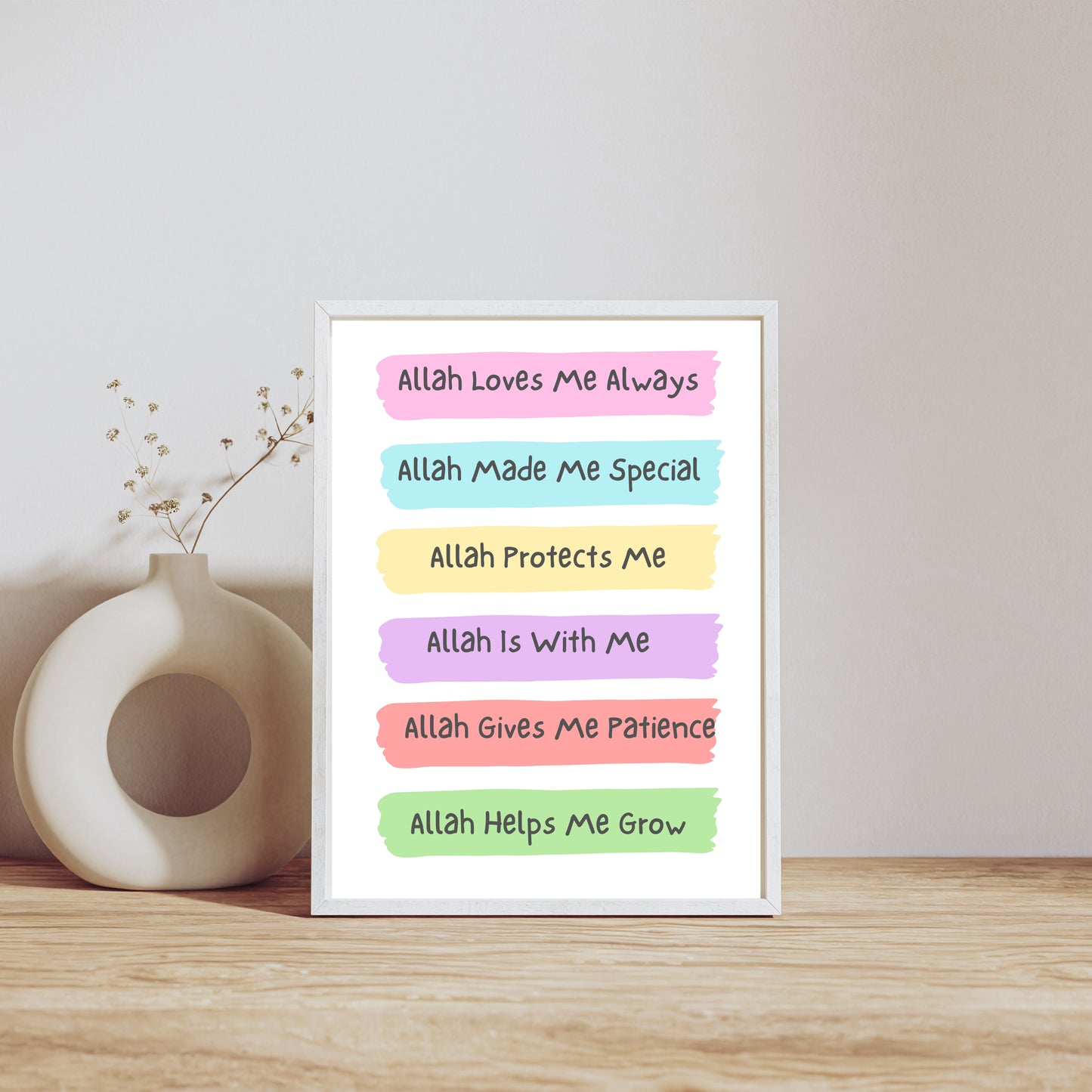 Kids Islamic Affirmation wall Art, Inspiring Nursery Decor for Kids' Room