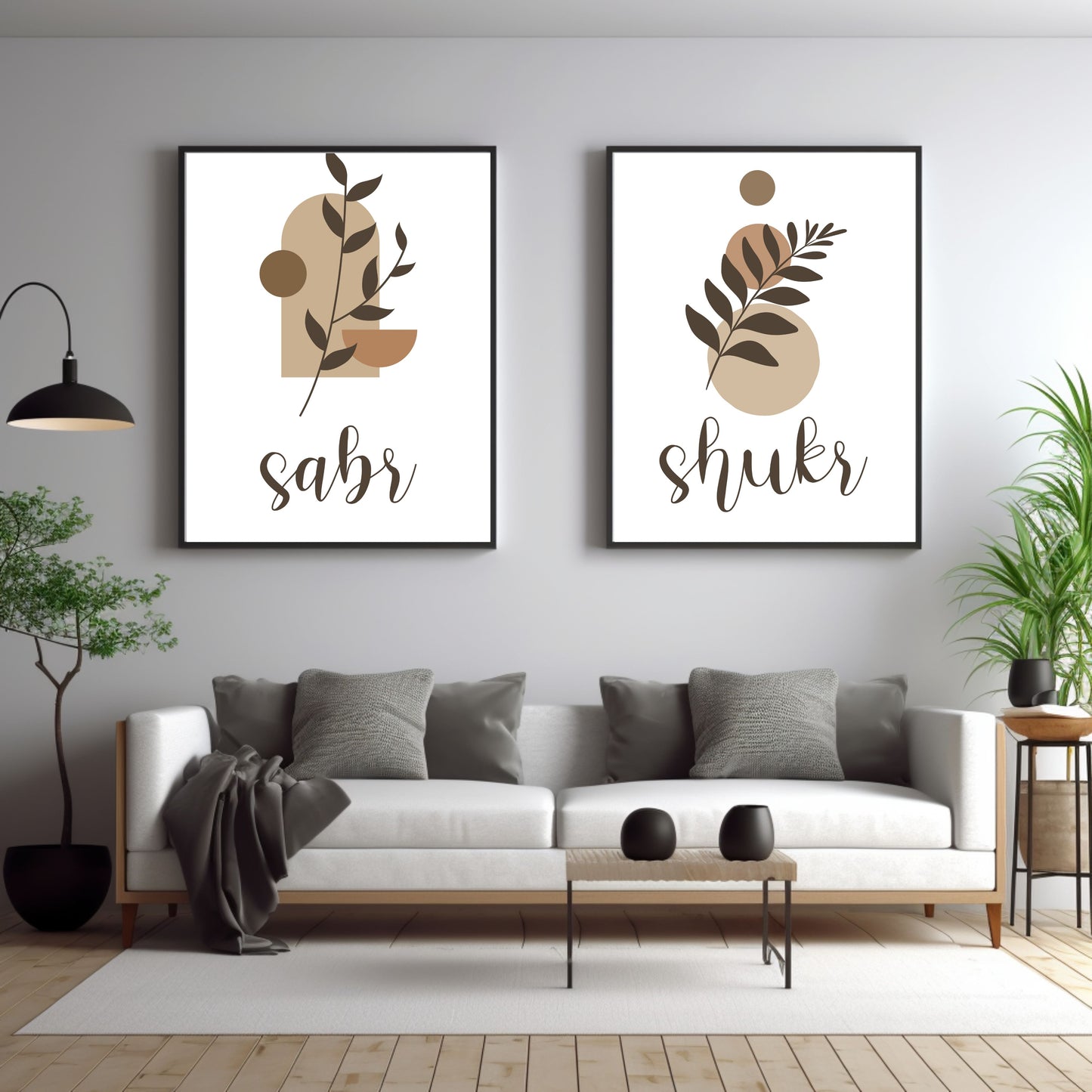 Sabr Shukr Boho Art Printable 2 piece Islamic Art, Boho Islamic wall Art