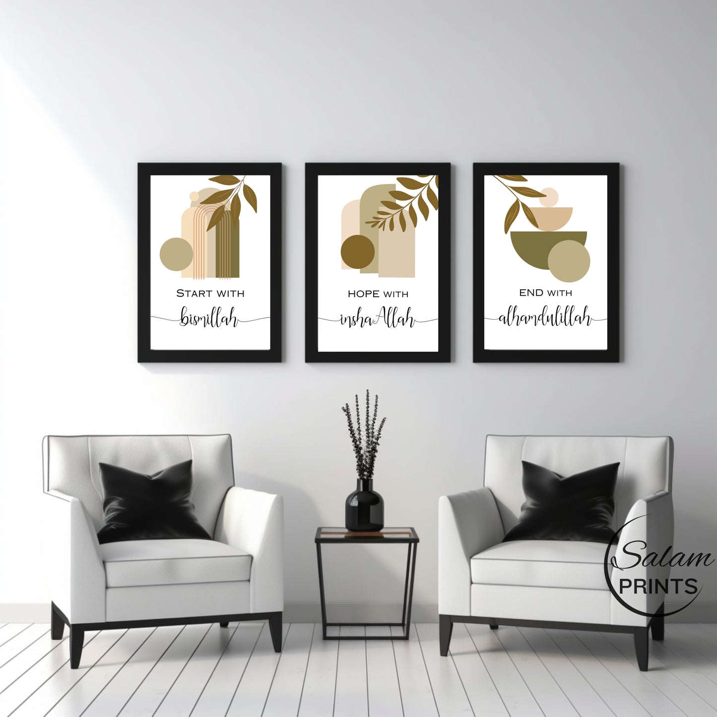 3 Piece Islamic Wall Art, Boho Wall Art.