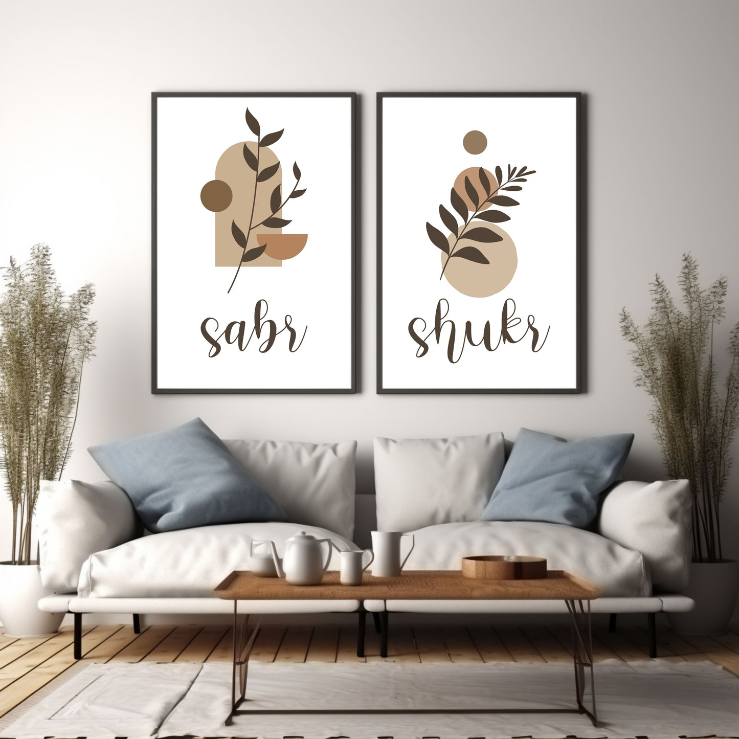 Sabr Shukr Boho Art Printable 2 piece Islamic Art, Boho Islamic wall Art