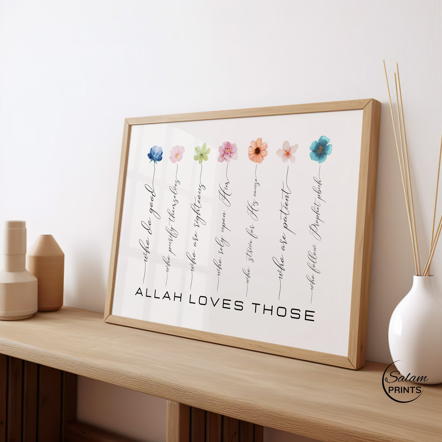 “What Allah Loves” Islamic Wall Art, Inspirational Wall Art